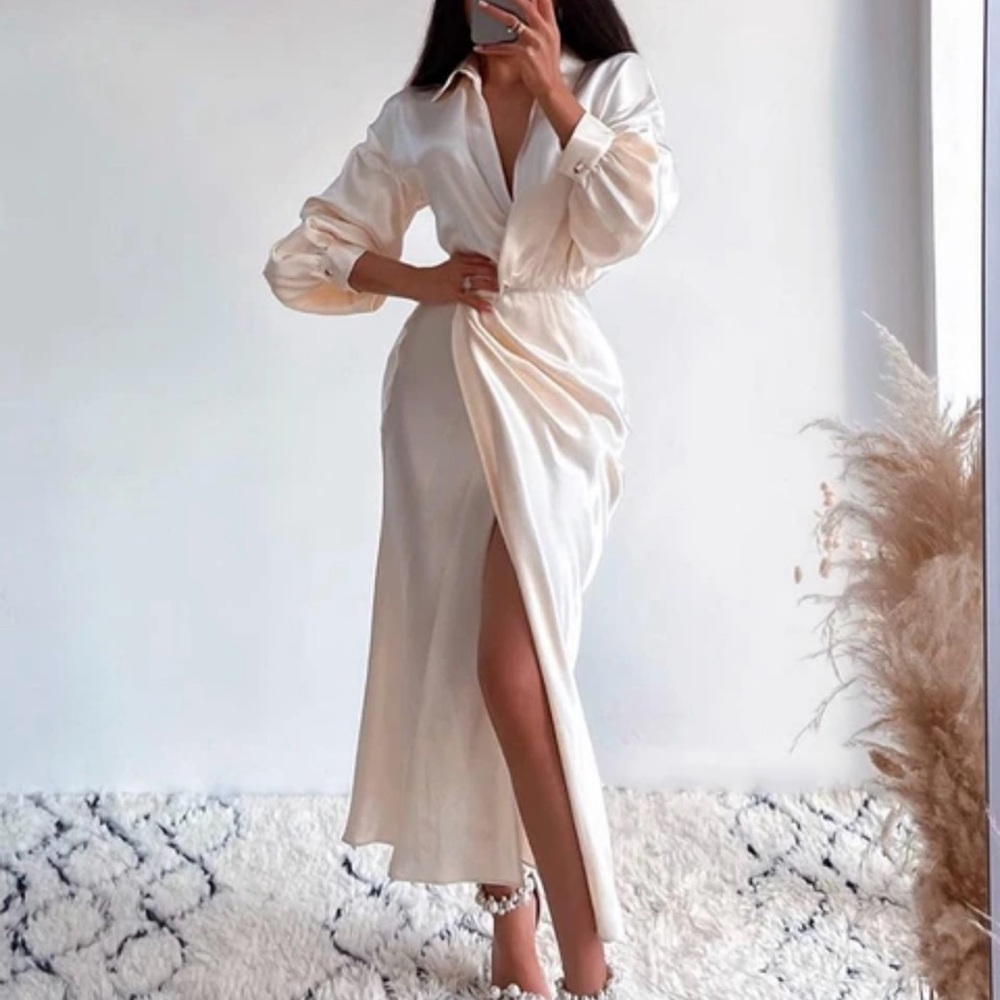 ZARA Satin Effect Wrap Dress